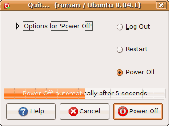 Quit dialog with countdown