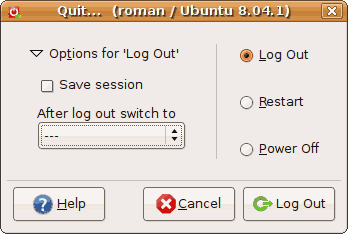 "Log Out" options